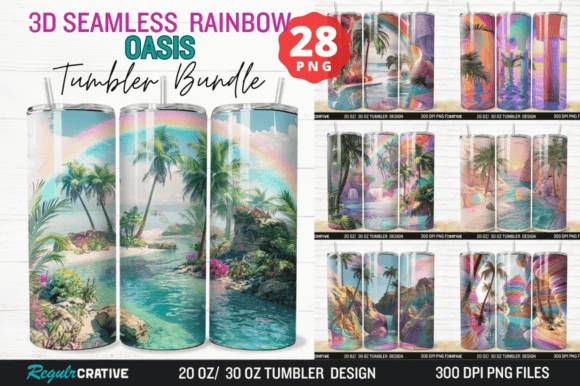 Download 3D Seamless Rainbow Oasis PNG Bundle - Seamless rainbow Collection