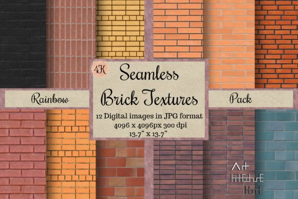 Download 12 Seamless Rainbow Brick Textures, 4K - Seamless rainbow Collection
