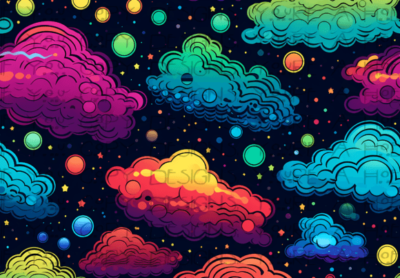 Download Seamless Rainbow Clouds Pattern - Seamless rainbow Collection