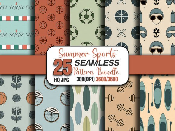 Download Summer Sports Seamless Pattern Bundle - Sports seamless pattern Collection