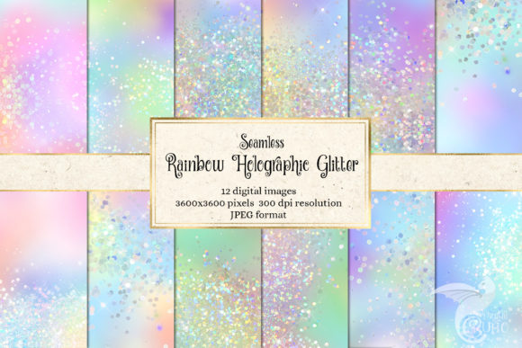 Download Seamless Rainbow Holographic Glitter - Seamless rainbow Collection