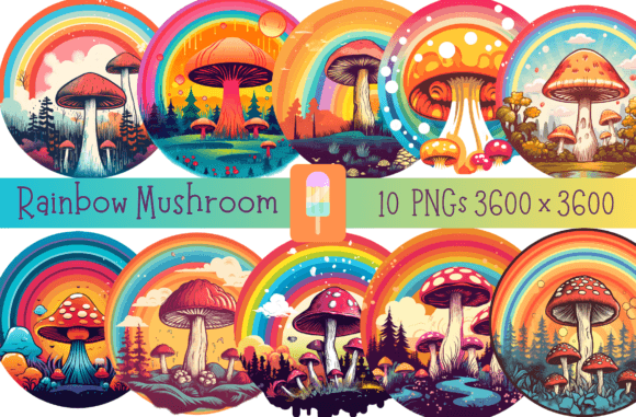 Download Retro Rainbow Mushroom Groovy Bundle - Groovy Collection