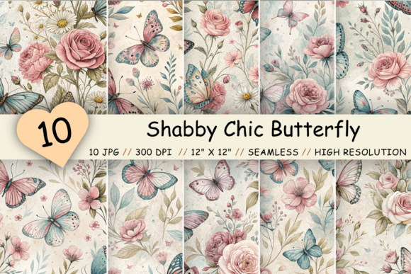 Download Shabby Chic Butterfly Seamless Patterns - Shabby Collection