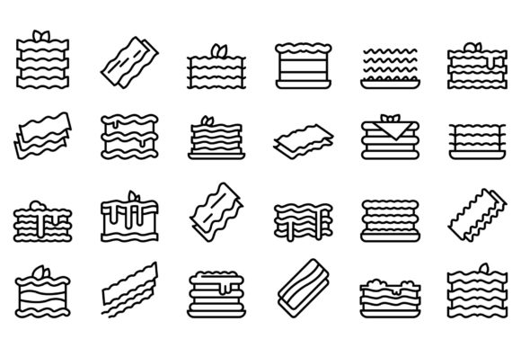 Download Lasagna Icons Set Outline Vector. - Premium Bundle